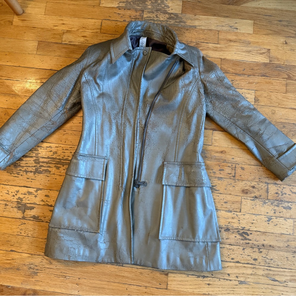 Vintage 1990s Patrick Cox army green trench coat size S